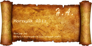 Hornyák Aliz névjegykártya